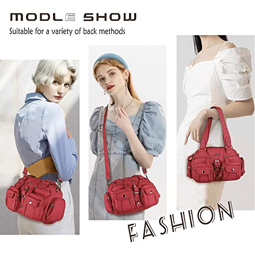 Image of Angel Kiss Hobo Crossbody Purses for Women Shoulder Bag Multipocket Soft Hobo Purses Removable Strap Leather Handbags