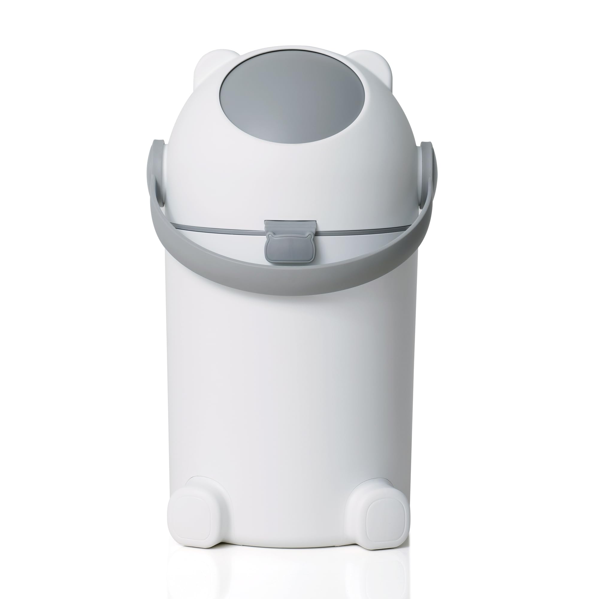 Pattumiera per pannolini con protezione dagli odori, 12 l, funzionamento con una sola mano, sacchetto universale, simpatico orsetto N2, bianco+grigio per la cameretta dei bambini