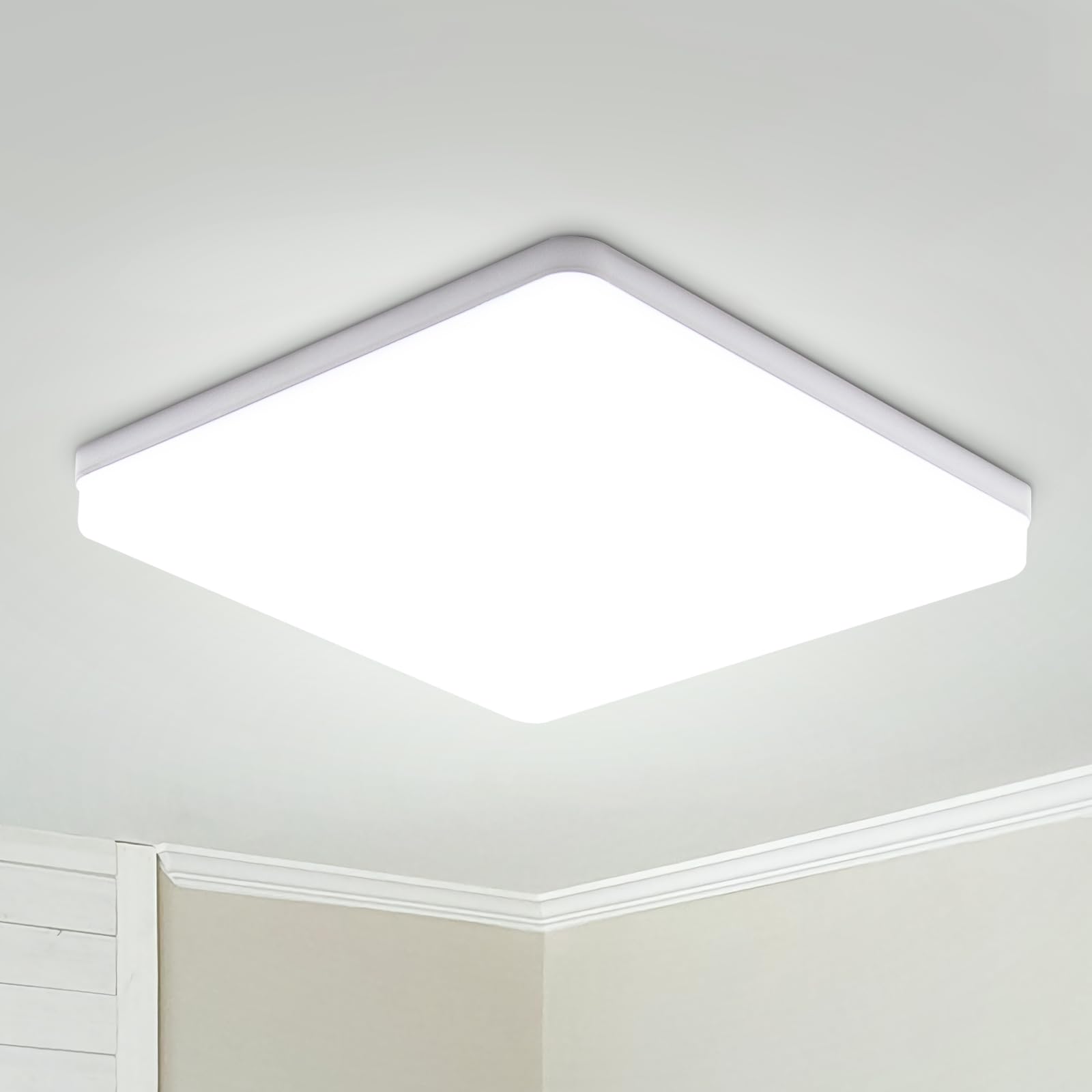 Combuh Plafón LED 48W 4320Lm Fácil de Instalar Modernos Lampara de Techo para Dormitorios Salones Cocina Blanco Frío 6500K Cuadrado Ø30*30 * 4CM