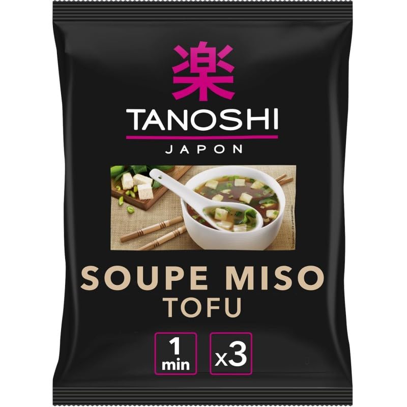 Savoureuse Soupe Miso Tofu Tanoshi - 61g | Délicieuse Fusion Japonaise | Épicerie Asiatique | Authenticité et Saveurs du Monde - Le Lot De 4
