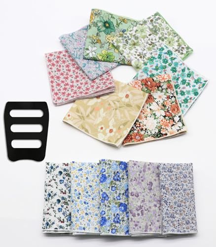Image of Floral Pocket Squares for Men with Holder Printed Flower Mens Handkerchief Cotton Suit Pocket Hanky for Wedding
