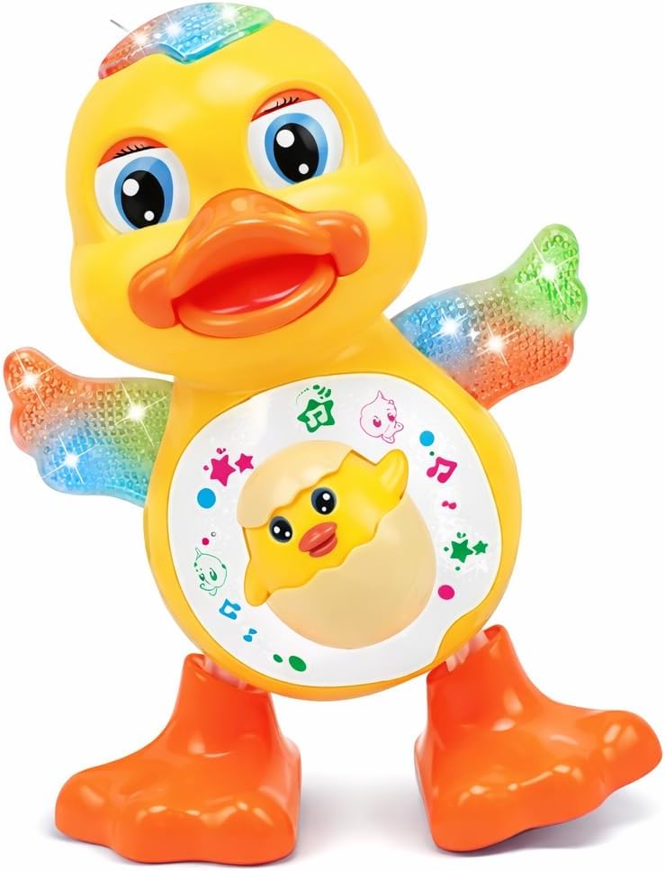 Pato Dançante Musical com Luzes Coloridas, Som e Movimento, Brinquedo Infantil Interativo a Pilha, Estimula Coordenação e Diversão para Crianças