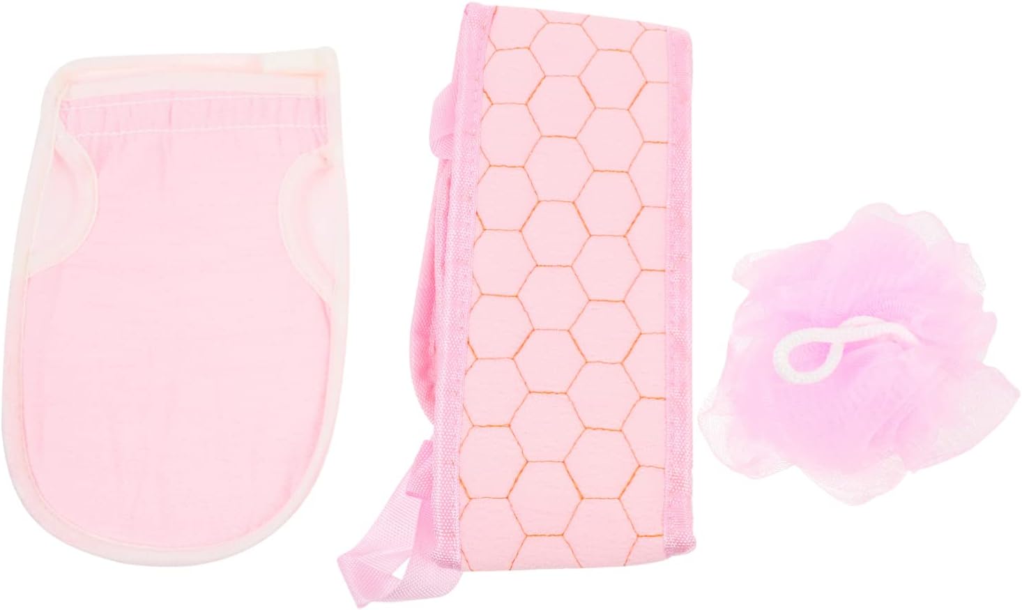 Nuolux あかすり 背中洗い こすりタオル ボディースポンジ あかすりグローブ 体洗う 男女兼用 角質除去 入浴 お風呂用品 3点入 ピンク 一番の