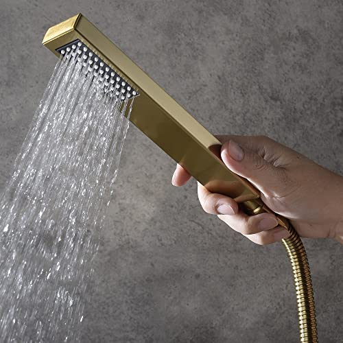 Sistema de ducha de pared Cascada Digital 12” con manija única y pantalla LCD, 3 funciones (Lluvia, jets corporales y ducha de mano) (Acabado dorado cepillado) miniatura 5
