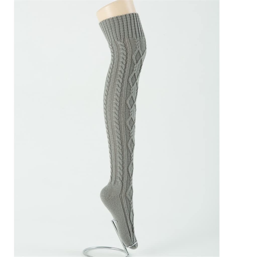 Pares Mujeres Invierno Tejido sobre La Rodilla Bota Larga Cálido Muslo Medias Altas Pantimedias Calentadores De Piernas (Color : A, Size : 75CM) (A 75CM)