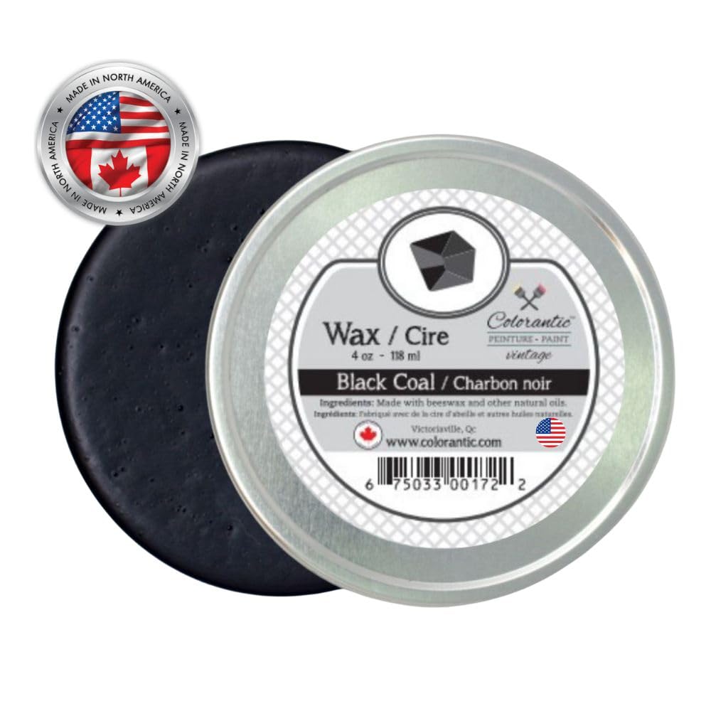 Colorantic | Black Wax Beeswax Waxes for Chalk Based Paint Furniture | Home Decor Craft Art DIY (4 oz, Black)