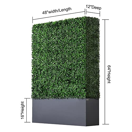 Agpl New Generation Artificial Hedge Green Wall With Dark Gray 201 Stainless Steel Planter Box ( 64" H 48" W 12" D) #TOP1