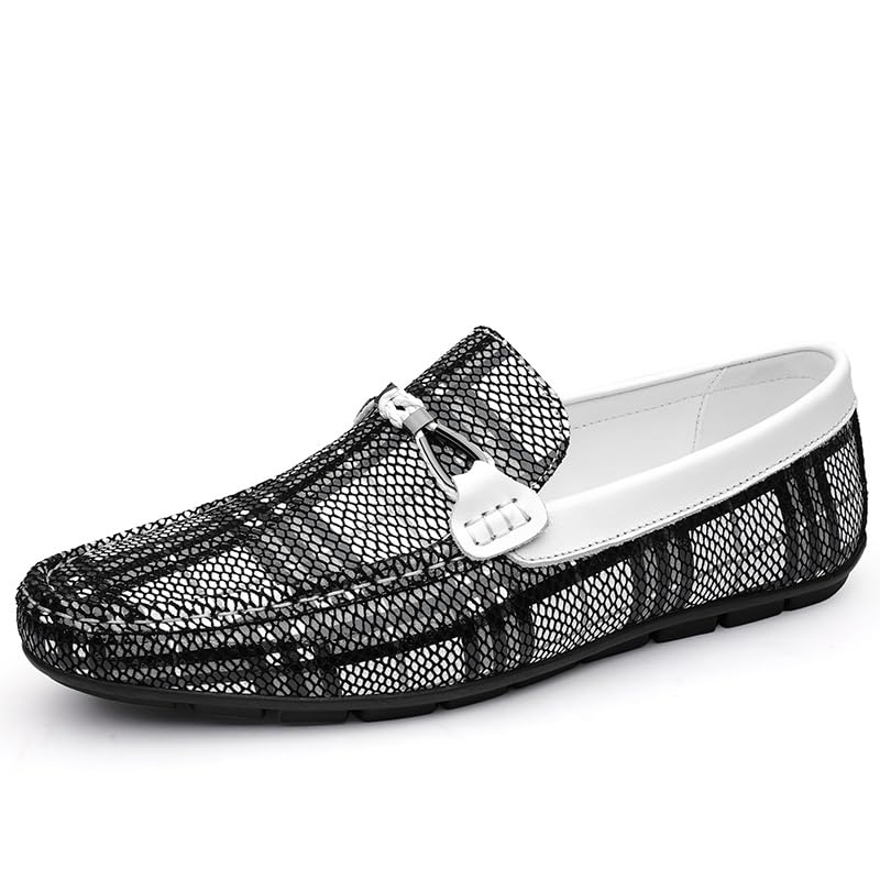 Men's Loafers Two Tone PU Leather Round Toe Penny Loafers Anti-Slip Flexible Flat Heel Outdoor Slip-ons