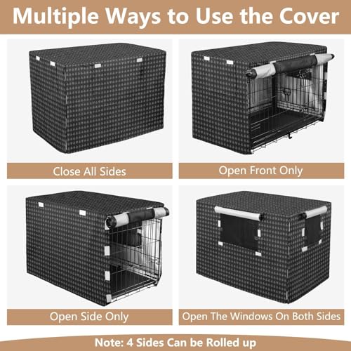 Housse de cage pour chien en polyester 600D gris foncé taille L pour jardin et extérieur - 6