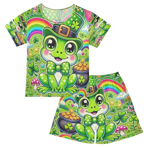 Frog St Patricks Pajama Set Short Sleeve Nightwear Soft Clothes Set Summer Pajamas Cotton 5Y