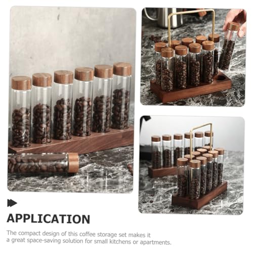 Tubo de almacenamiento para café con soporte de madera nogal miniatura 3