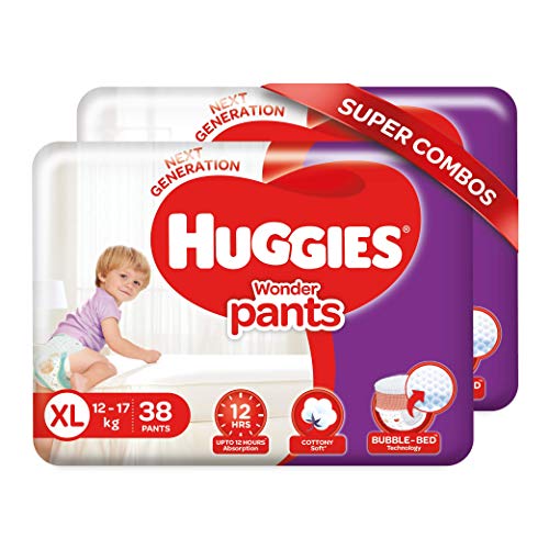 Image of Huggies Wonder Pants, Large Size Diapers, 64 Count & Huggies Wonder Pants, Extra Large (XL) Size Diapers Combo Pack of 2, 38 Counts Per Pack, 76 Counts