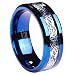 8MM Blue Tungsten Carbide Ring Celtic Dragon Blue Carbon Fibre Inlay Mens Wedding Band Size 6-13