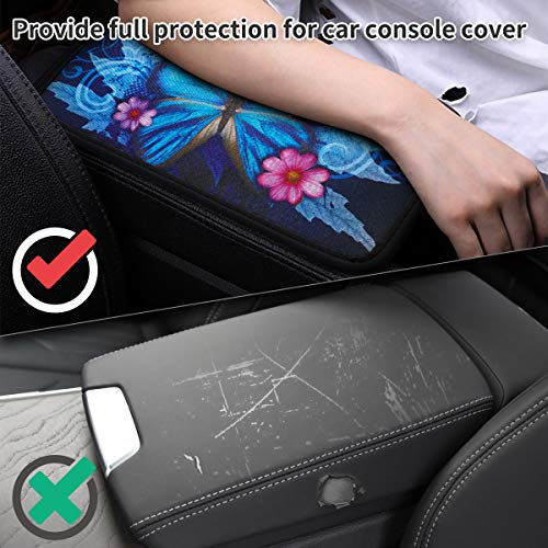 Mioloe Butterfly Center Console Pad, Universal Car Armrest Cover, Soft Comfort Armrest Cover Seat Box Protector Fit for Most Vehicle, SUV, Truck, Car, with Stylish Pattern Printed - Thumbnail 2