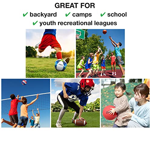 Xcello Sports Multi-Sport 5 Ball Assortment, Football, Basketball, Soccer Ball, Volleyball, And Kickball With Ball Pump And Carry Bag #TOP4