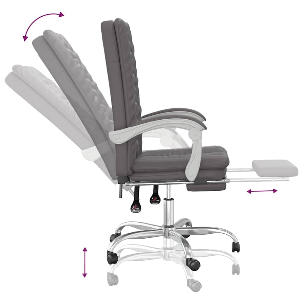 Sedia da ufficio con funzione reclinabile, in ecopelle, colore: grigio