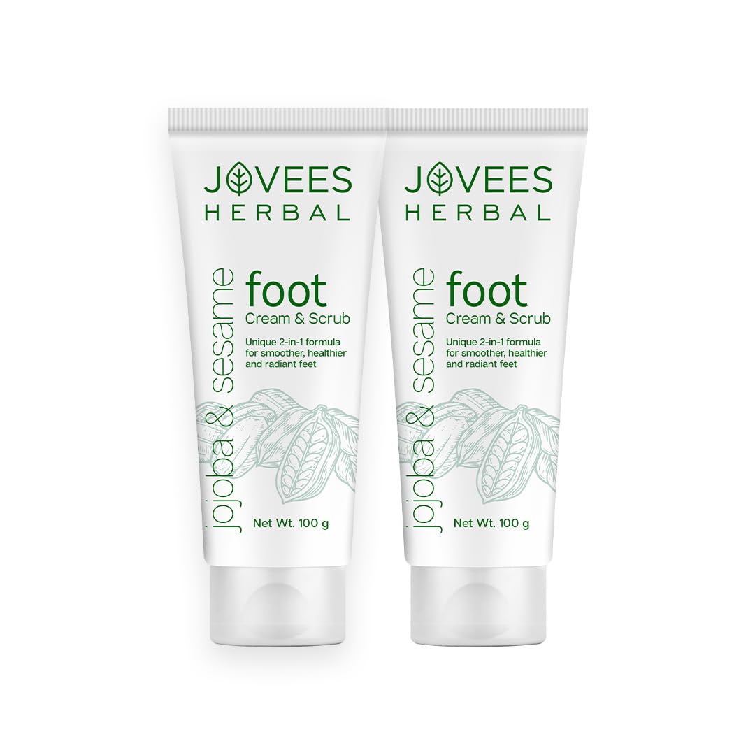 Jovees Herbal Foot Care Cream & Scrub For Rough, Dry and Cracked Heel | 2-in-1 Formula For Moisturizes | Feet Cream For Heel Repair With Jojoba & Sesame | men & women - 100g (pack of 2)-picture-53