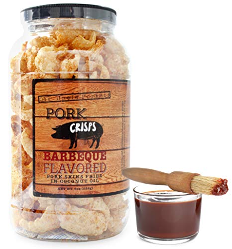 Spicy Barbecue Pork Rinds (BBQ Flavor, 8 Ounces); Pork Crisps Fried in Coconut Oil, Keto-Friendly Low Carb Snack