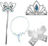 Princess Dress up Party Accessories - 3 Piece Set: Gloves, Tiara and Wand (Cinderella (White))