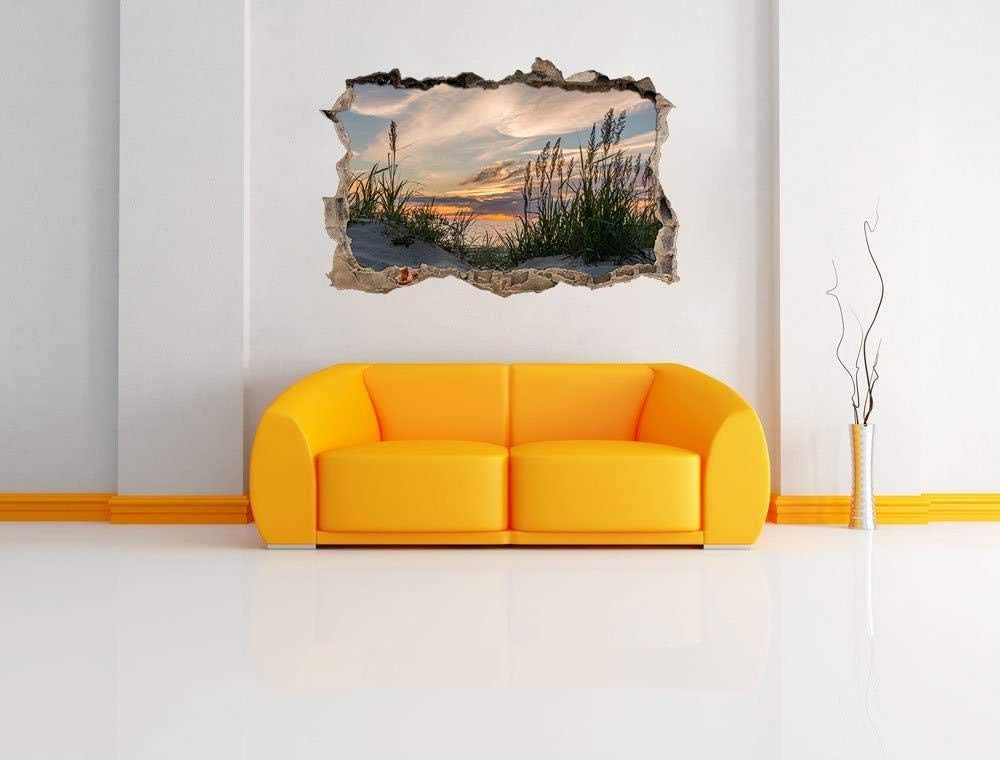 Pegatinas de Pared rotas 3D tranquilo paisaje herboso junto al mar calcomanías murales extraíbles decoración de Sala de Arte de Vinilo para Sala de Estar Dormitorio Cocina 70x110cm