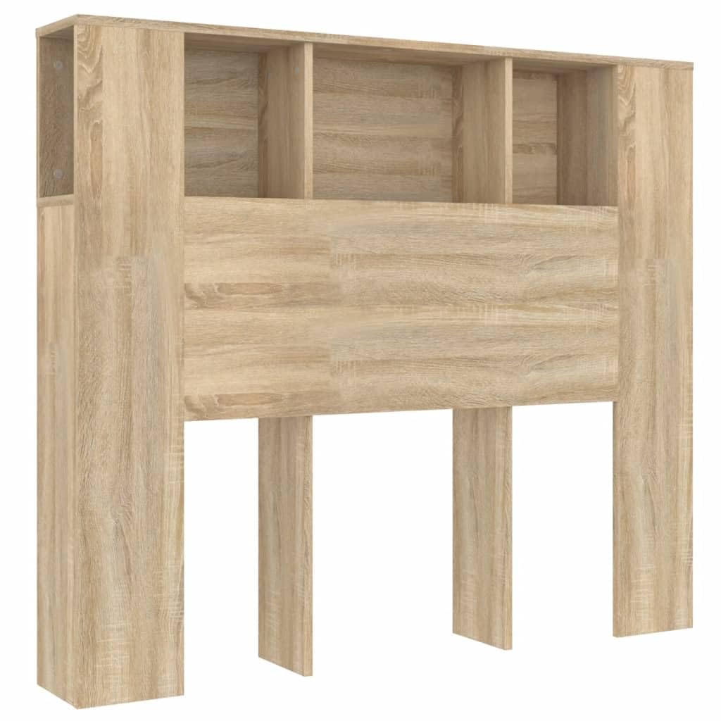 vidaXL Mueble Cabecero Armario de Cama con Almacenaje Pared Dormitorio Estantería Habitación Libros Decoraciones Color Roble Sonoma 120x18,5x102,5 cm