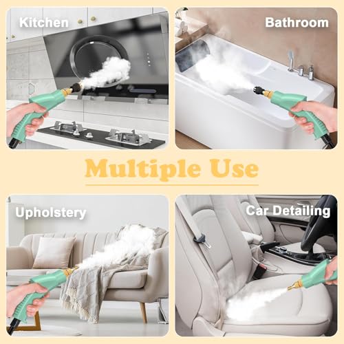 2500W Handheld Steam Cleaner, 1100 ML Portable Steamer with 3 Brush Heads, High Pressure 6 Speeds Adjustable Steam Cleaner, Steamer for Cleaning with Smart Touch for Tile, Grout, Carpet, Car, Kitchen - Image 7