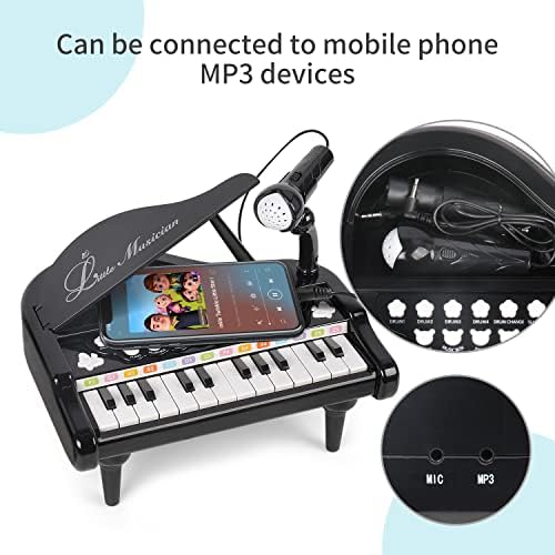 24 Keys Keyboard Kids Toy Piano with Microphone - Black 4 51zaRVTWC8L. AC