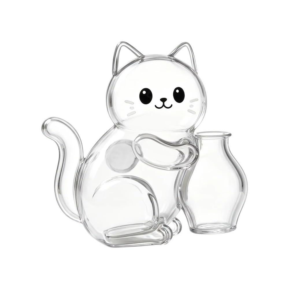 Ropicean 4Pcs Suction Cat Hair & Whisker Memorial Storage Box - Transparent Cartoon Acrylic Pet Keepsake Holder