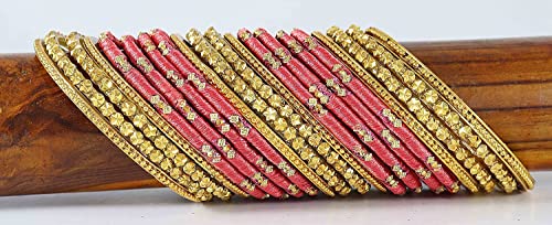 Image of NMII Acrylic (Plastic) With Silk Thread & Beads Studded Worked Glossy Finished Kada Set For Women and Girls