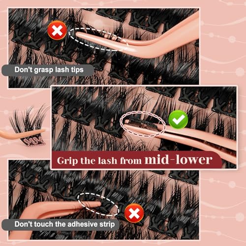 Higu clace Self Adhesive Eyelashes Volume Pre Glued lash clusters kit Mix 10-16mm, Preglued Eyelash No Glue Needed Easy to Use, DIY Eyelash clusters(AD11) - Image 8