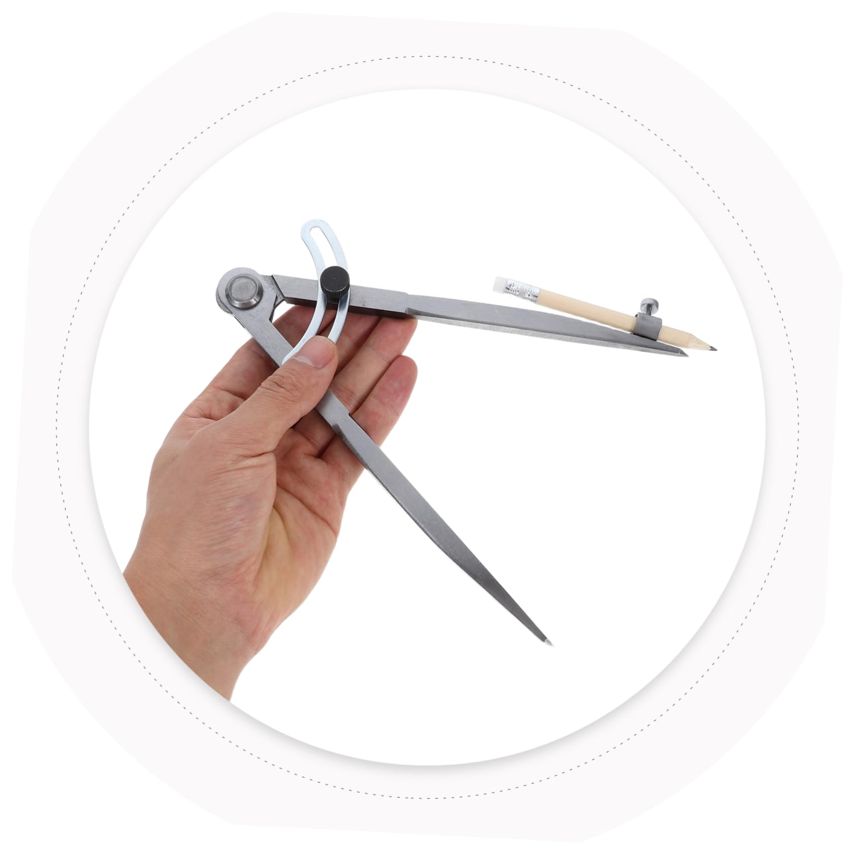 Compasso con Bracci in Acciaio al Carbonio con Porta Matita | Set da 1 Pezzo con 5 Matite, per Disegno Geometrico e Tecnico, Uso Architettonico