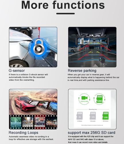 XRC TECH Carplay Câmera veicular Android retrovisor 28.6 cm 4K + 1080P Câmeras duplas Bluetooth Funç