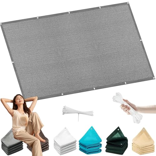 Voile d'ombrage gris clair perméable avec oeillets pour toile terrasse - 2
