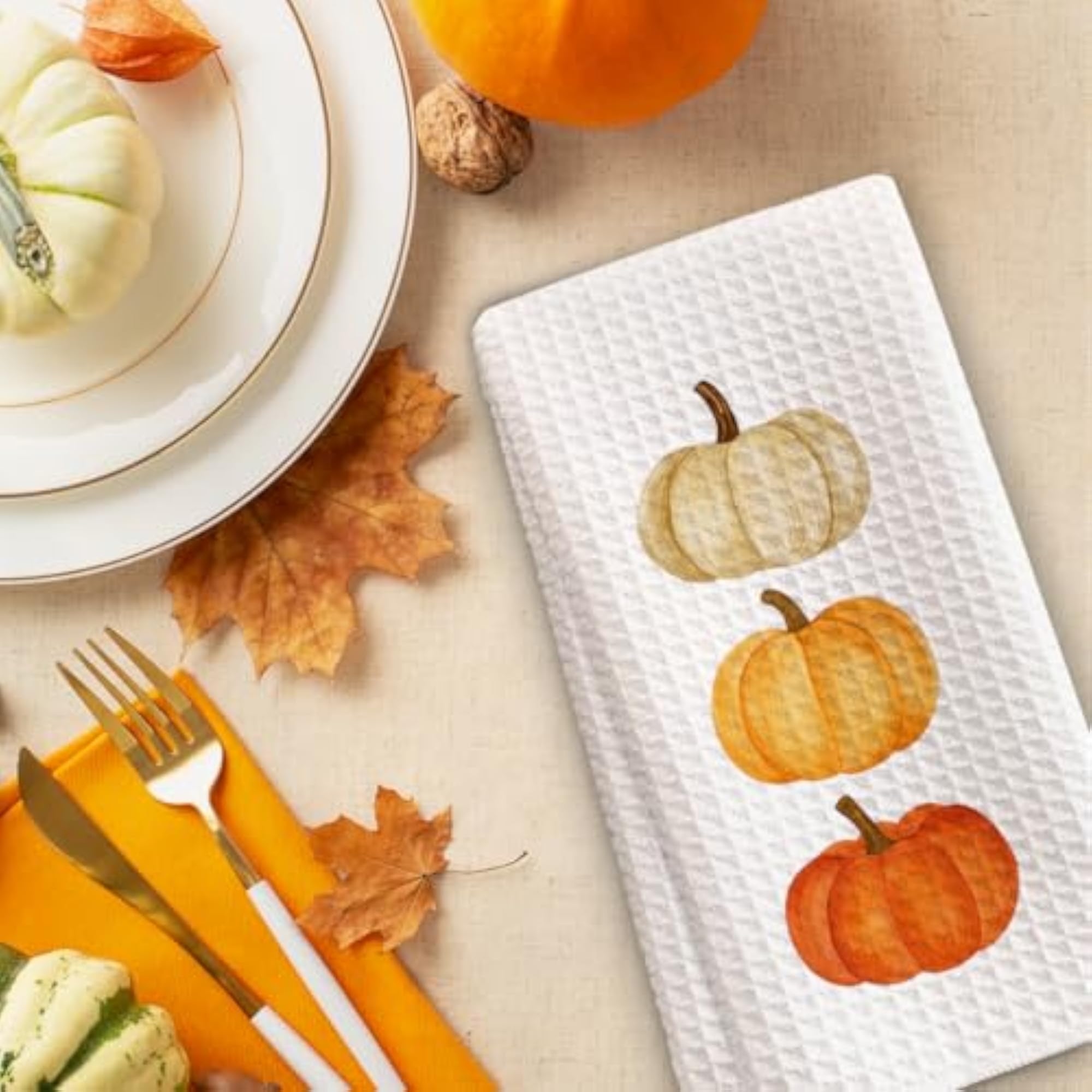 Fall Pumpkin Hand Towels, Autumn Decor