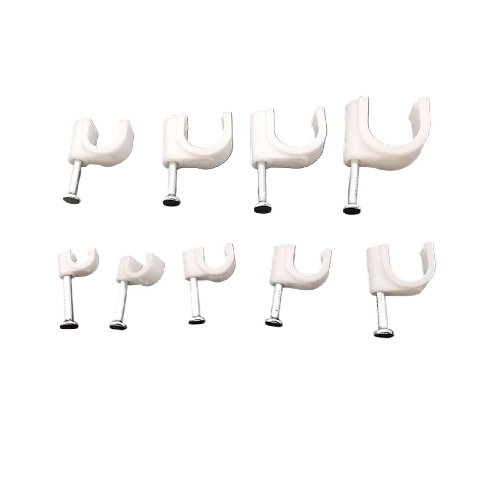 Lot de 500 serre-câbles ronds en plastique - 4/5/6/7 mm - Gestion en forme de C - Pour câbles électriques, supports de fil, pinces en acier, clous en acier fixés