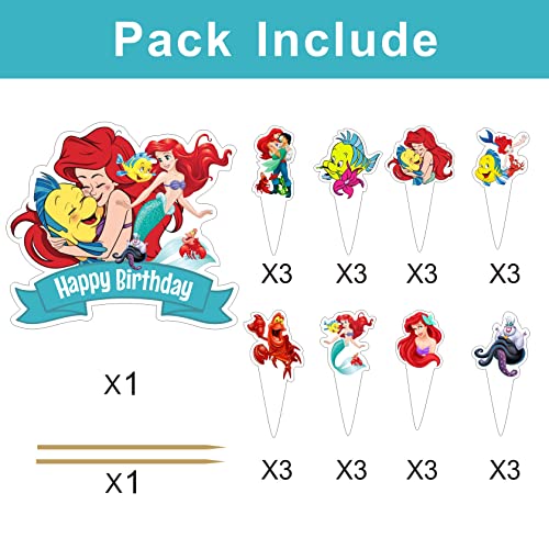 24Pcs Cupcake Toppers And Cake Topper For Birthday Cake Decorations Party Supplies Decor, Including 1Pcs Big Cake Topper, 24Pcs Cupcake Toppers #TOP1