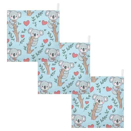 vvfelixl Baby Muslin Washcloths Cute Koala Climb Baby Burp Cloths Cotton Babys Face Towel for Newborn Infants Boys Girls Soft and Absorbent 11.8 X 11.8 in, 3 Pack2