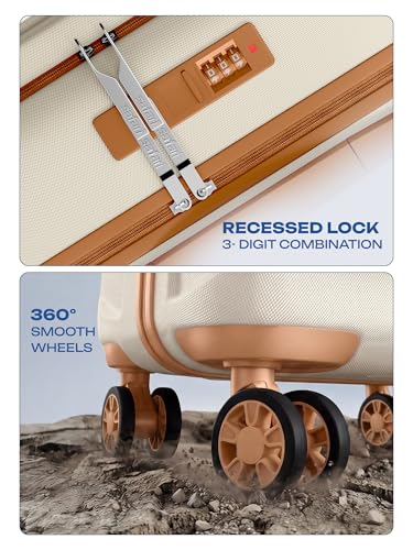 Image of Safari Cabin Trolley Bag with Laptop Compartment, Hardside Polycarbonate Small (55cm) Suitcase | 360 8 Wheel Spinner Travel Luggage| Recessed Combination Lock|Thorium Neo| Vanilla