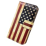 Casea Packing Bcov Retro American Flag Card Slot Leather Wallet Cover Case For iPhone 6S