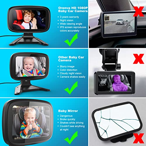 Baby Car Camera Hd 1080P Clear Night Vision 4.3'' Rear Facing Car Seat Mirrors With Reusable Sucker Bracket, Car Backseat Camera For Baby #TOP5