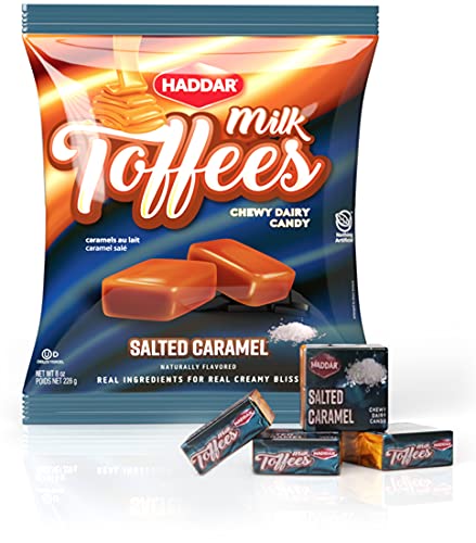 Haddar Salted Caramel Milk Toffee Candy 8oz | Chewy, All Natural, Gluten Free