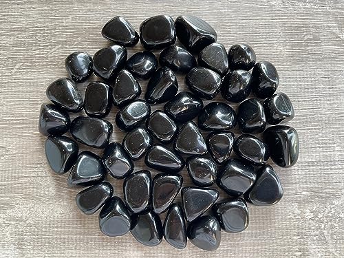 Image of GAF TREASURES 1 /2 LB Black Obsidian Tumbled Stones, Polished Black Obsidian Stone, Black Obsidian Healing Crystals (Black Obsidian)