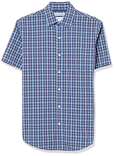 Image of Amazon Essentials Men's Regular-Fit Short-Sleeve Poplin Shirt, Collared, Washed