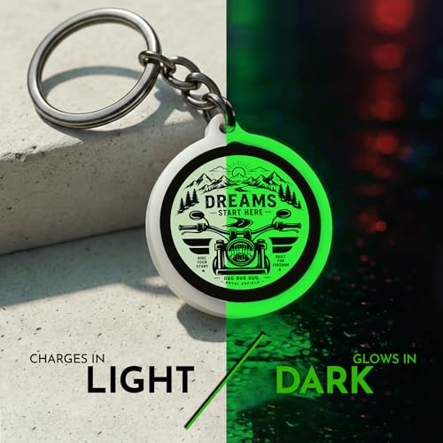 Image of Mi Glow Store Glow in Dark Keychain for Bike Men | Gift for Man | Bike Accessories | Charges in Light Glows in Dark | Key chain for Bike