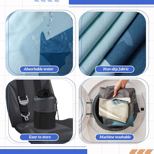 Image of Hahafelt 2 Pack Car Seat Towel Cover with Storage Bag, Grizzly Guide | 63 x 32 in Car Towel Seat Cover Non Slip Waterproof, Gym Workout Swimming Running, Machine Washable Sweat Absorbent Protector