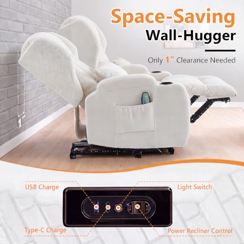 Image of Wall Hugger Power Recliner Chair Set of 3, Overstuffed Home Theater Seating w /Heat Massage Electric Movie Gaming Sofa Reclining Sleeper Chair with LED Light /Lumbar Pillow /Cup Holders