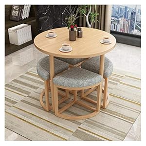 Living Room Tables and Chairs 1 Table and 4 Chairs Cotton and Linen Material 80cm Round Table European Library Apartment…