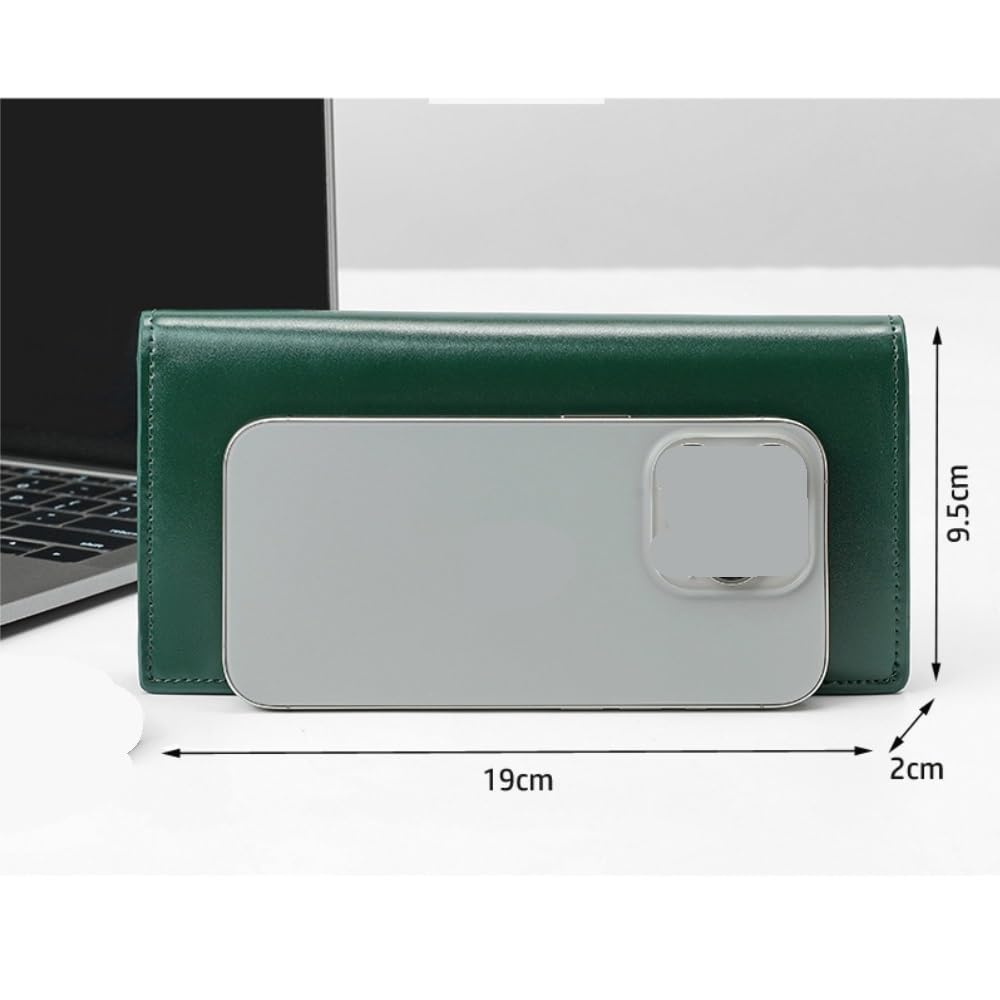 Portefeuille Long en Cuir véritable, Porte-Cartes Unisexe à 2 Volets