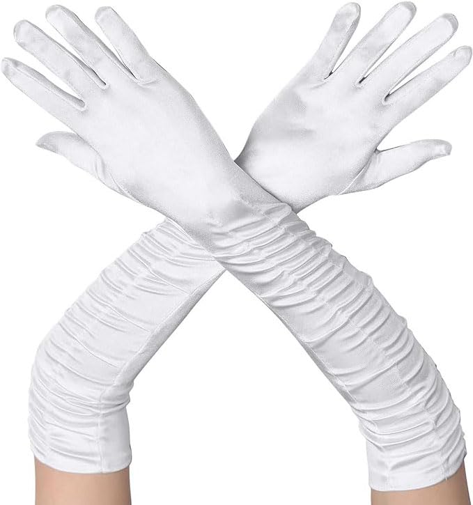 Unilove Long Opera Party, 1920s Style Prom Gloves, 21.5inch Satin Elbow Gloves