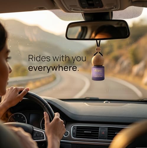 Image of Airpro Veil Elegant Temptation Wooden Hanging Car Air Freshener | Sweet Floral Car Perfume Hanging Pod | Glass Bottle with Wooden Diffuser | Long Lasting Luxury Car Perfume | Natural Fragrance | 8ml